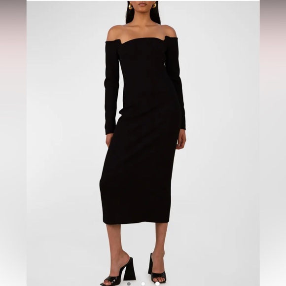 Misha Camilina Structured Midi Dress in Black - Picture 2 of 4